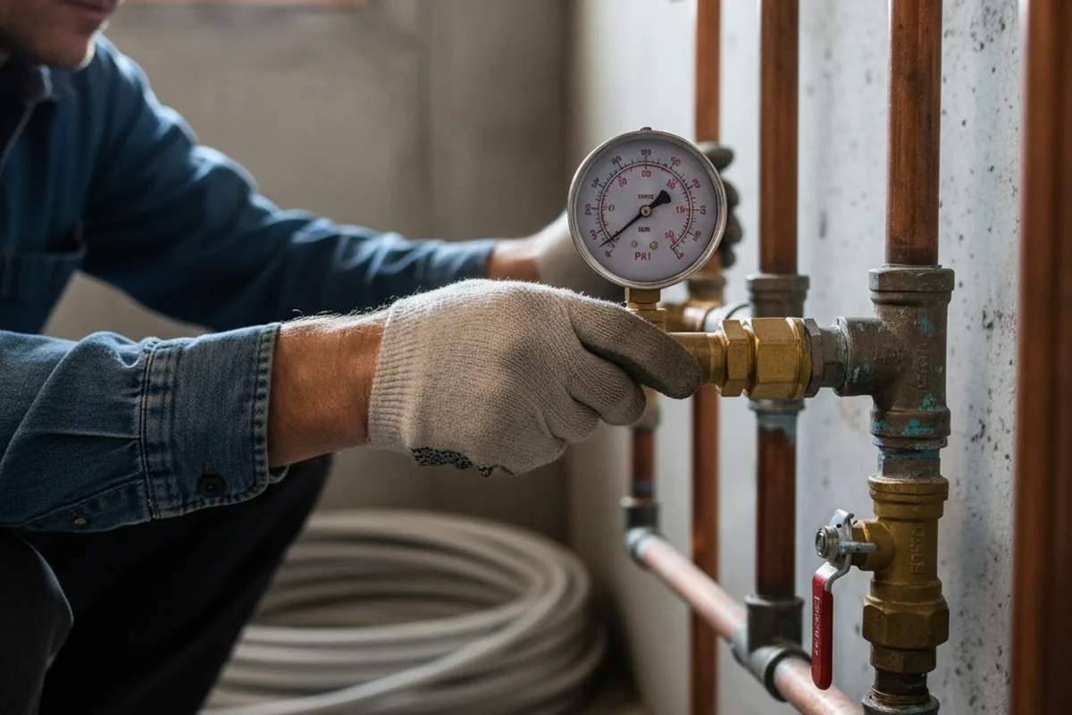 Pressure testing a repaired line during Water Line Repair in North Weymouth